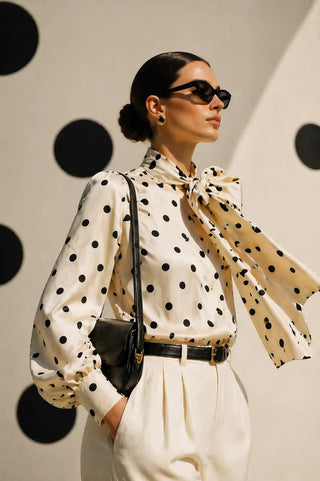 Mujer con blusa de lunares